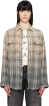 R13 Plaid Shirt Bleached In Gradient Bleached Bl
