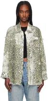 R13 Beige Shredded Seam Drop Neck Shirt In Bleached Leopard