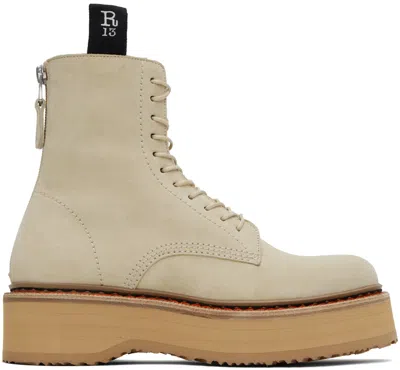 R13 Beige Single Stack Boots In Khaki 512