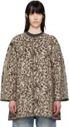R13 Convertible Faux Leather-trimmed Leopard-print Brushed Wool-blend Coat In Wooly Leopard