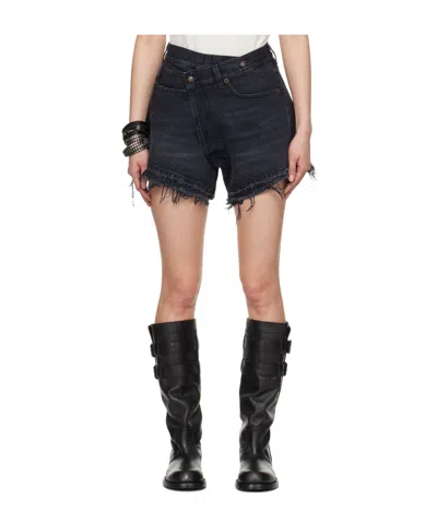 R13 Belt Loop Denim Shorts In Black