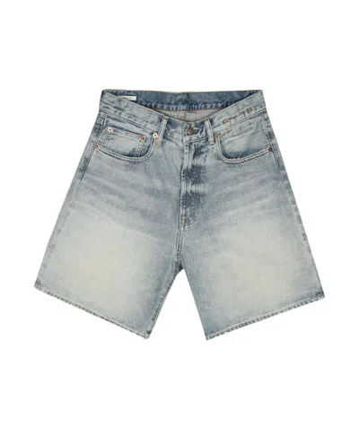 R13 Logo-patch Denim Shorts In Gray