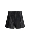 R13 Pleated Leather Shorts In Black
