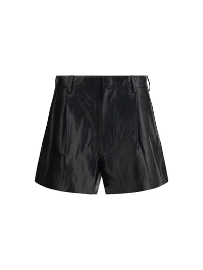 R13 PLEATED LEATHER SHORTS