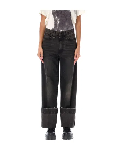 R13 Belt Ring Denim Trousers In Black