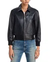 R13 Berlin Leather Bomber Jacket In Black