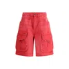 R13 Red Multi Pocket Baggy Denim Shorts
