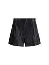 R13 Pleated Leather Shorts In Black