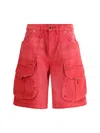 R13 Red Multi Pocket Baggy Denim Shorts In Pink