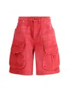 R13 Red Multi Pocket Baggy Denim Shorts In Pink