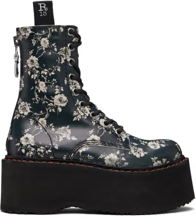 R13 Black & Off-white Double Stack Boots
