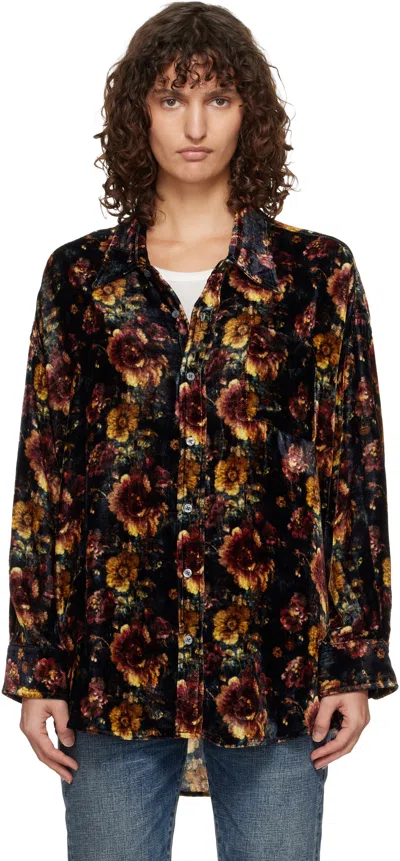 R13 Black & Orange Drop Neck Shirt