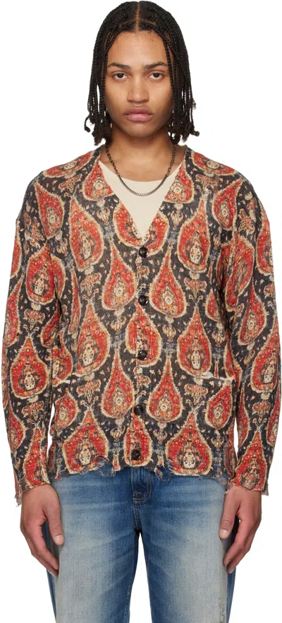 R13 Black & Orange Printed Boyfriend Cardigan