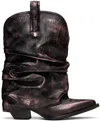 R13 Black & Pink Low Rider Cowboy Boots In Distressed Blk/pink