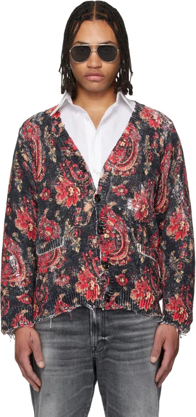 R13 Black & Red Printed Boyfriend Cardigan