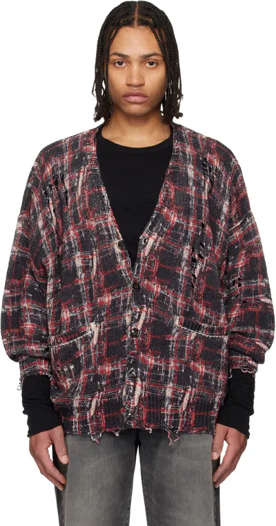 R13 Black & Red Printed Oversized Cardigan