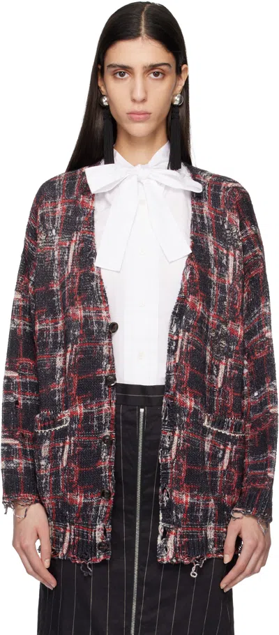 R13 Black & Red Printed Oversized Cardigan