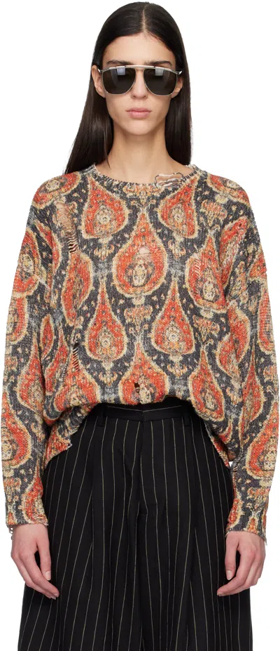R13 Black & Red Printed Oversized Sweater In Multi