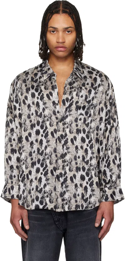 R13 Black & White Drop Neck Shirt In Gray