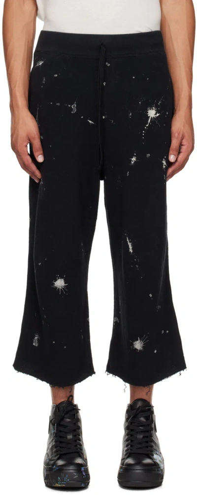 R13 Black Articulated Knee Sweatpants In Acid Black W Paint