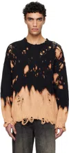 R13 Black Bleached Oversized Sweater In Bleached Black