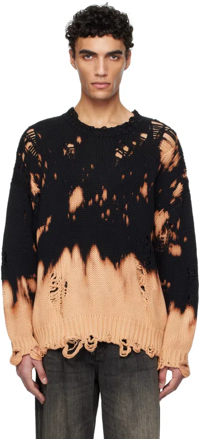 R13 Black Bleached Oversized Sweater In Bleached Black