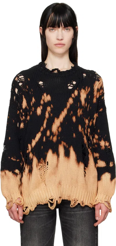 R13 BLACK BLEACHED OVERSIZED SWEATER