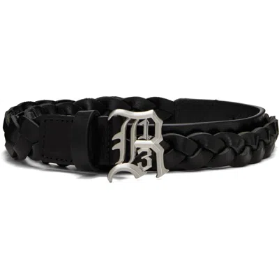 R13 Black Braided Logo Belt