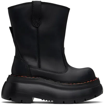 R13 Black Chunky Workwear Boots In Metallic Black