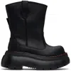 R13 Black Chunky Workwear Boots In Metallic Black