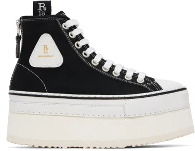 R13 BLACK COURTNEY PLATFORM HIGH TOP SNEAKERS