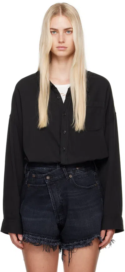 R13 Black Crossover Bubble Shirt In Overdyed Black
