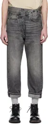 R13 Black Crossover Jeans In Leyton Black