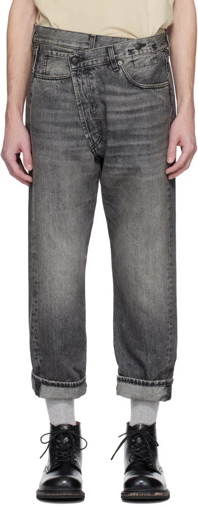 R13 Black Crossover Jeans In Leyton Black