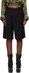 R13 Black Crossover Knee-length Shorts In Black