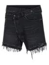 R13 Crossover Asymmetric Distressed Denim Shorts In Black