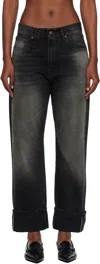 R13 Black Cuffed Boyfriend Jeans In Black