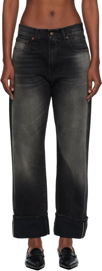 R13 Black Cuffed Boyfriend Jeans