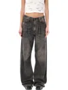 R13 Damon Pleated Wide Leg Jean In Ellery Black In Black
