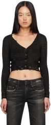 R13 Black Distressed Cardigan In Black Glitter Raccoo