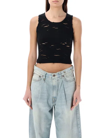 R13 R13 BLACK DISTRESSED RIB TANK