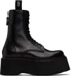 R13 Black Double Stack Boots In Black