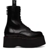 R13 Black Double Stack Boots In Black