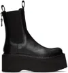 R13 Black Double Stack Boots In Black