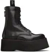 R13 Black Double Stack Boots In Black