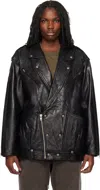 R13 Black Elongated Motorcycle Leather Jacket In R431a Black