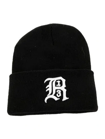Pre-owned R13 Black Embroidered Beanie