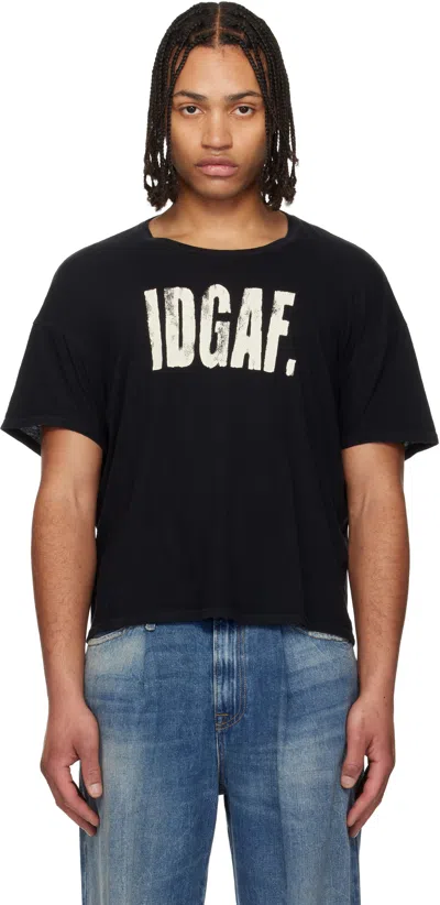 R13 Black 'i Don't Give A F' Relaxed T-shirt