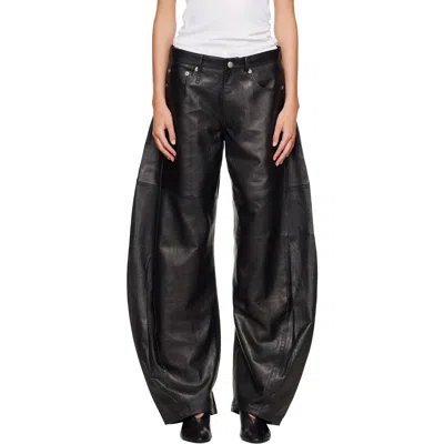 R13 Black Janine Barrel Leather Pants