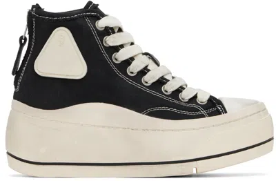 R13 Black Kurt High Top Sneakers In Black Canvas